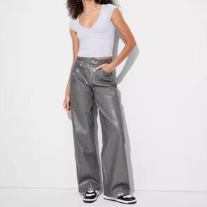 Wild Fable Gray Silver High Rise Baggy Jeans